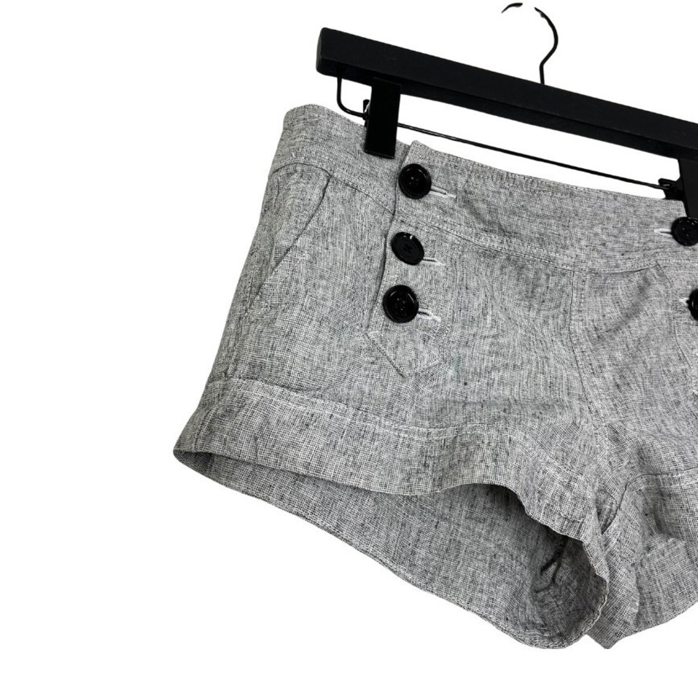 Express Gray Linen Blend Sailor Shorts Sz 6 Low Waist Button Front Cuffed Hem - Picture 4 of 9